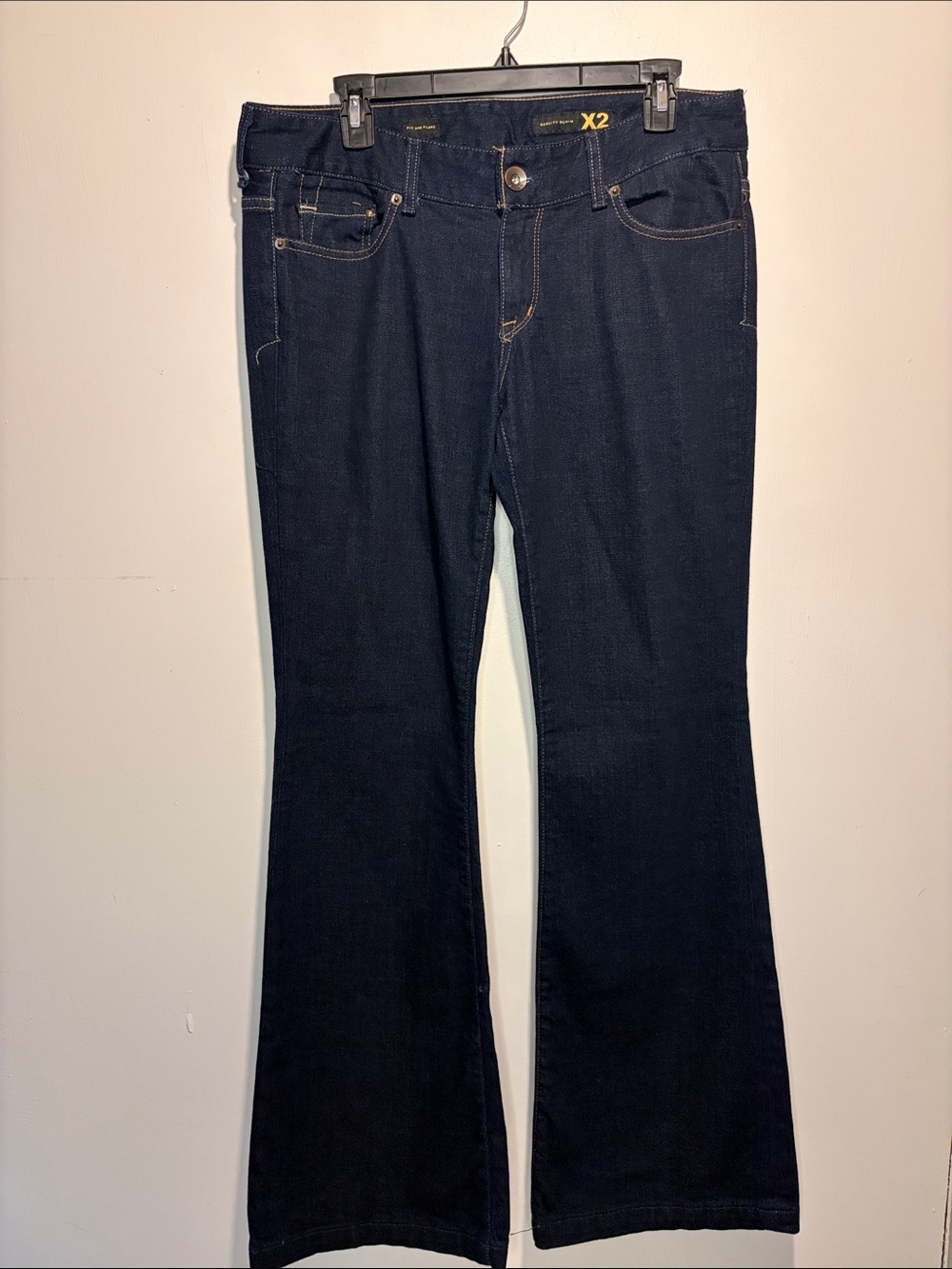 X2 Fit and Flare Dark Wash Low Rise Jeans Size 10 LONG Minimalist
